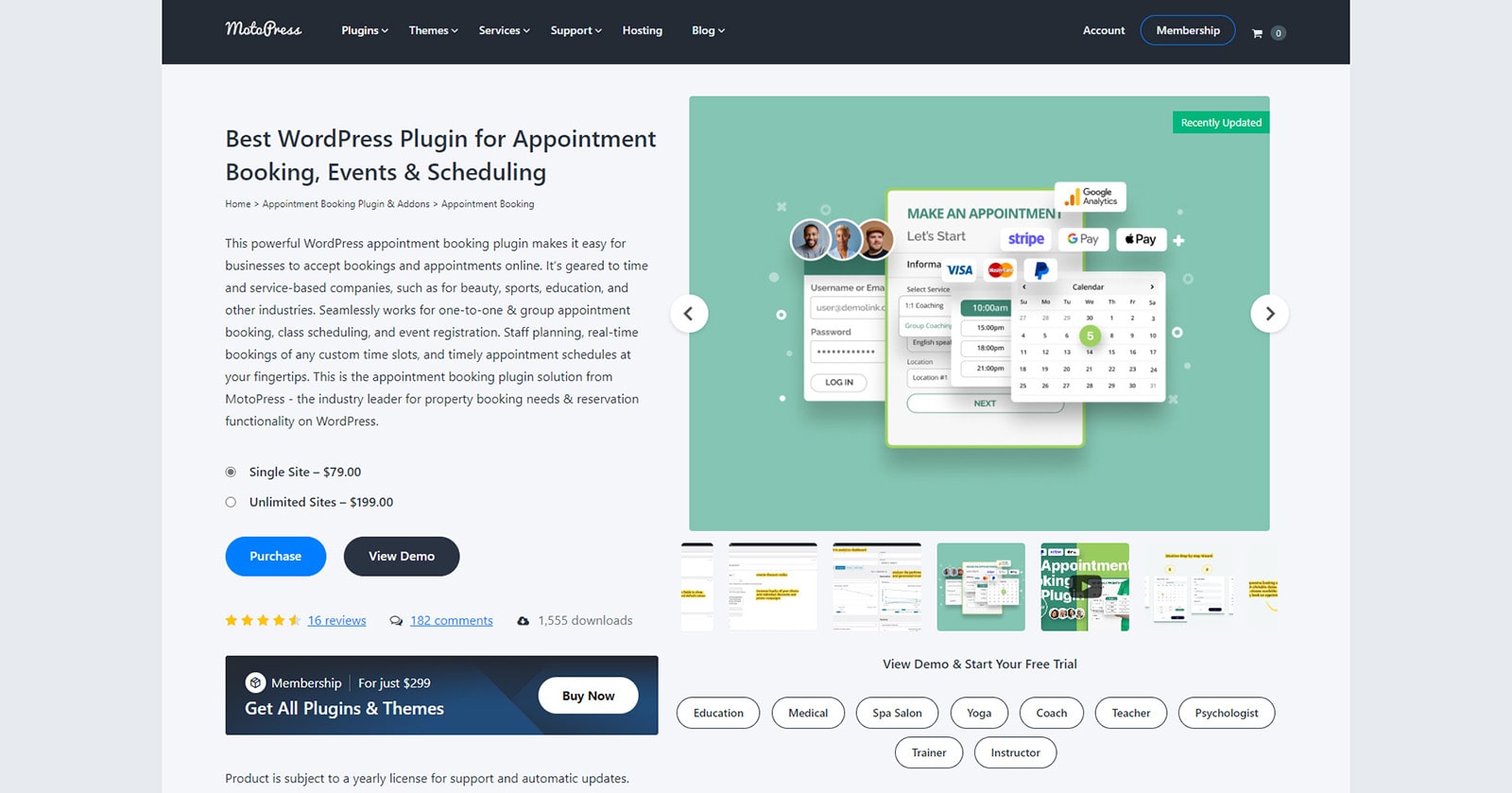 Graphic of Appointment Booking plugin page.