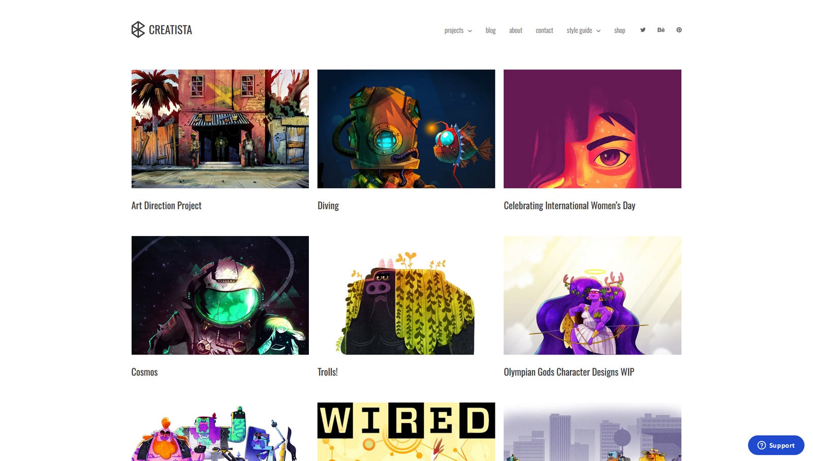 Representation of Creatista, a stunning WordPress theme for creatives with social integration.