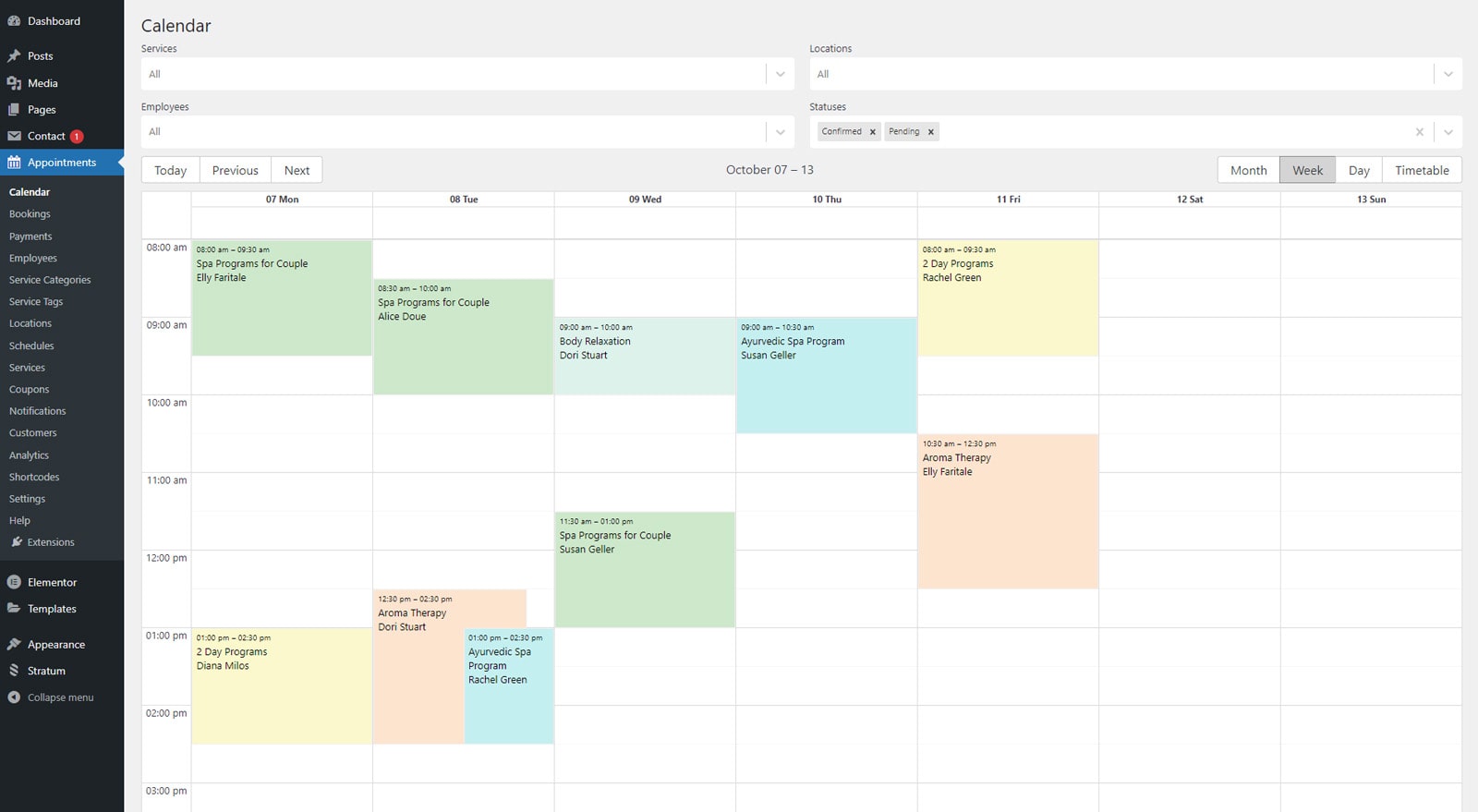 Graphic of the calendar view available in the Appointment Booking dashboard.