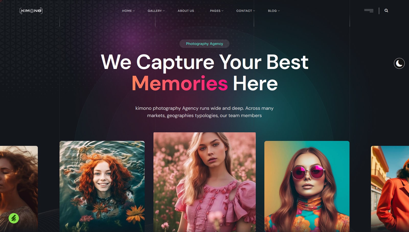 Snapshot of Kimono, a modern portfolio WordPress theme with 42+ pre-designed home pages.