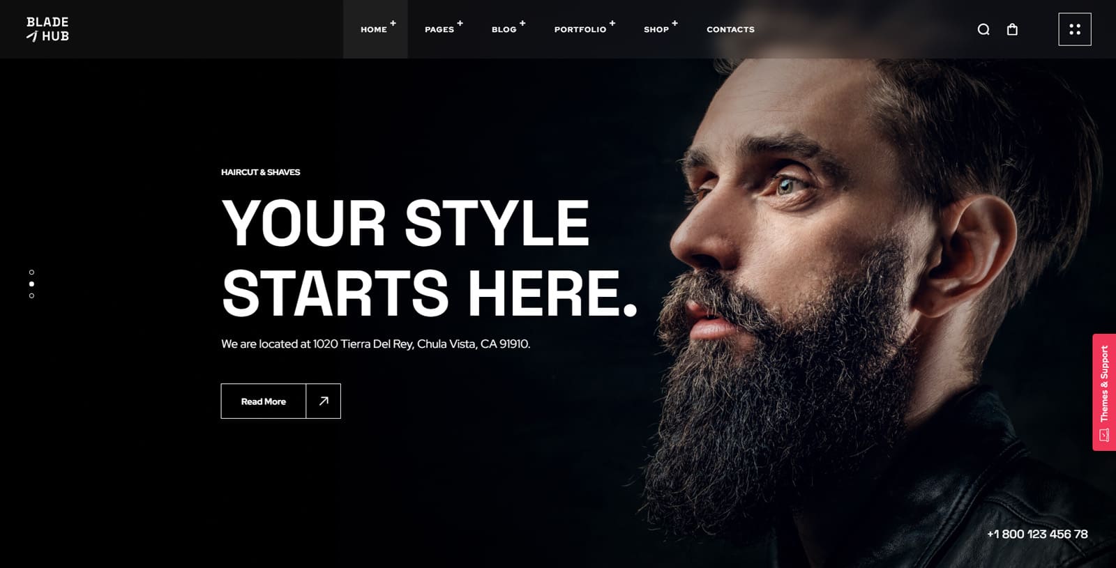 Photograph of BladeHub, a fully editable barber website design for WordPress with 4 included home pages.