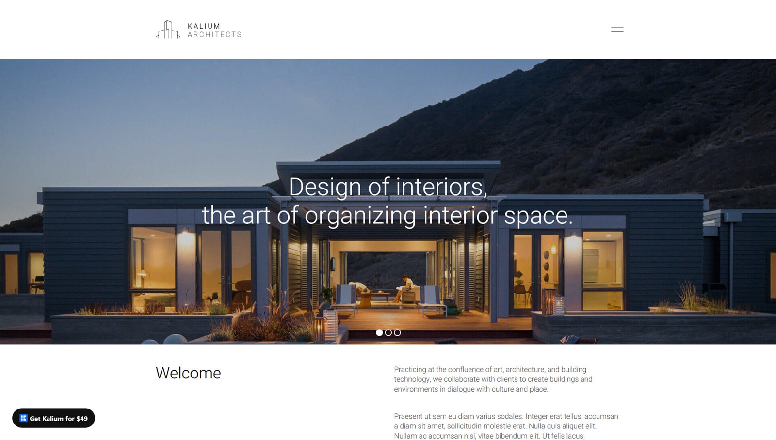 Image of Kalium, one of premium portfolio website templates with 21+ starter sites.