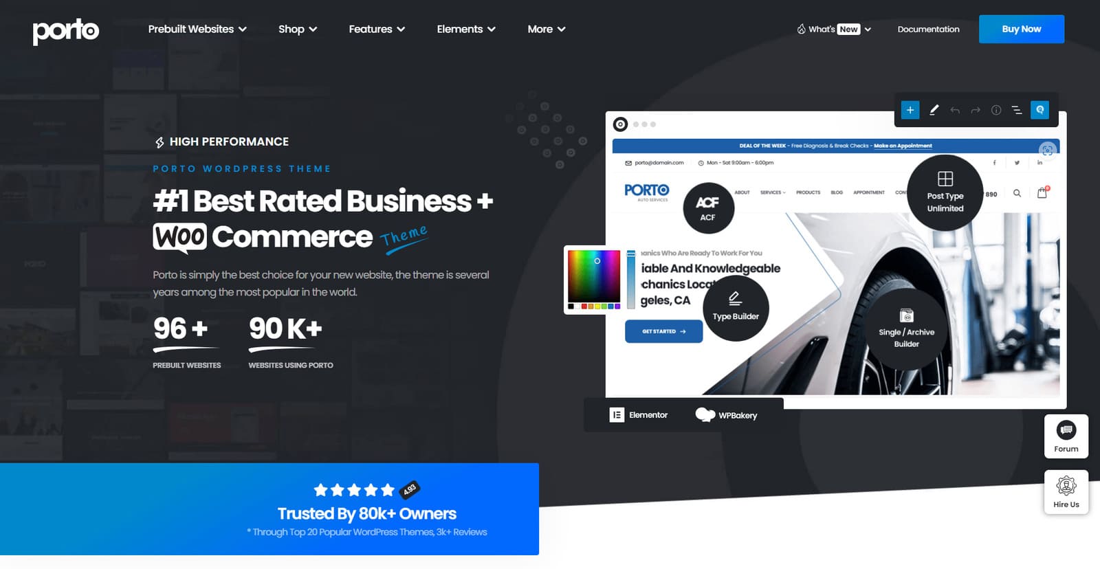 Graphic of Porto, one of the best FSE themes for business with varied homepage designs.