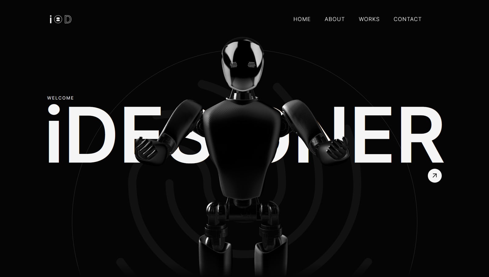 Representation of iDesigner Lite, accessible portfolio Webflow template with a futuristic dark-styled design.