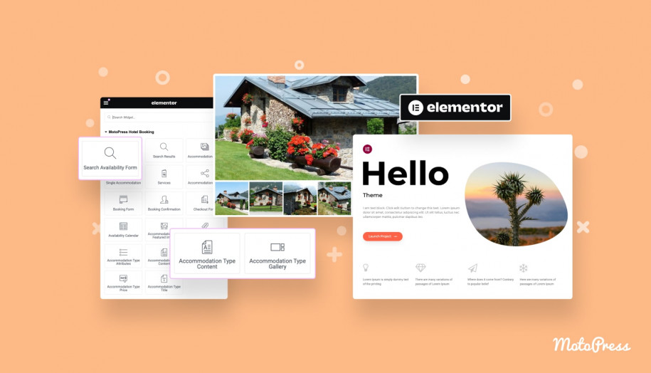 Hello Elementor theme for building a hotel site.