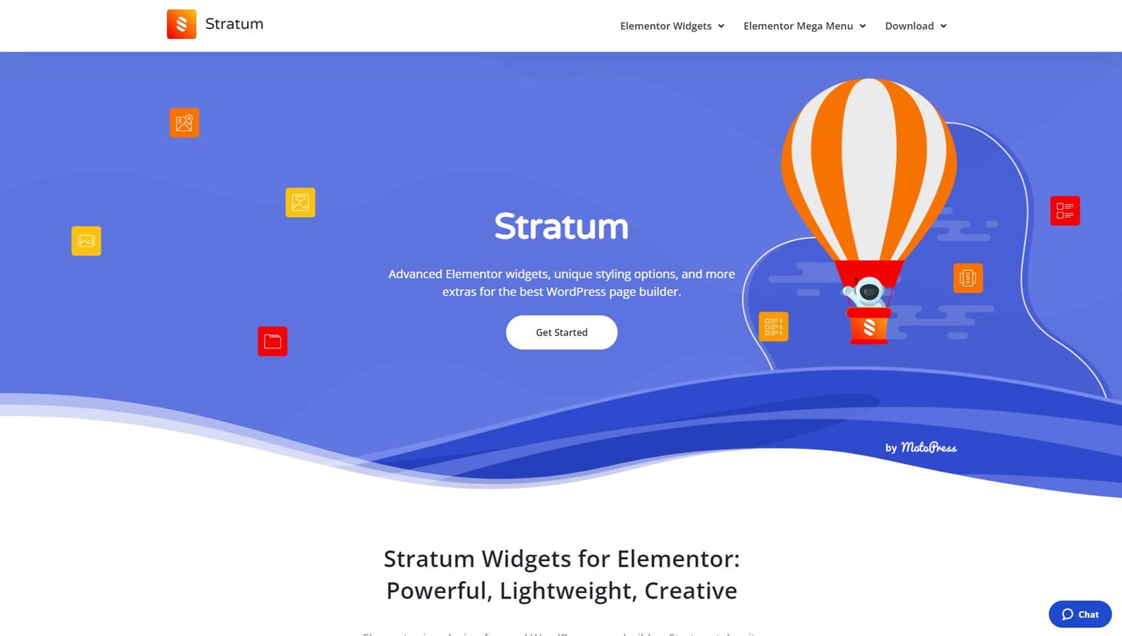 Picture of Stratum, one of WordPress flip box plugins with 28+ Elementor widgets.