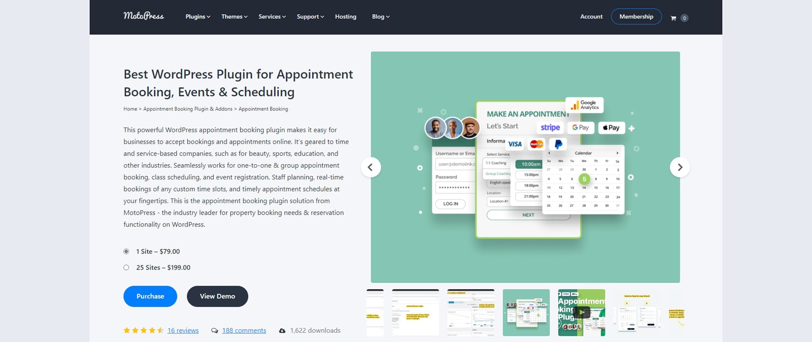 Photograph of Appointment Booking, one of modern calendar plugins for WordPress with a user-friendly booking wizard.