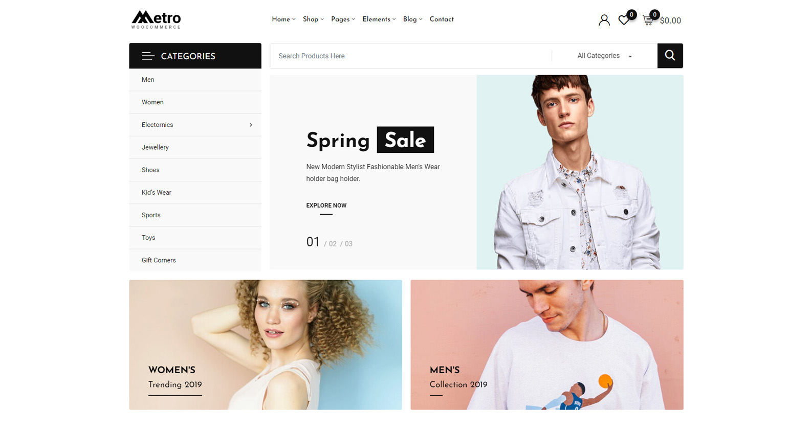 Visual of Metro, a WooCommerce theme for online stores with 24+ custom Elementor add-ons.