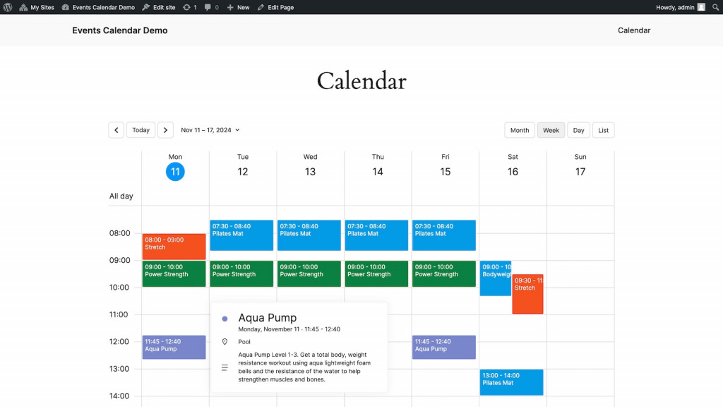 WordPress Events Calendar