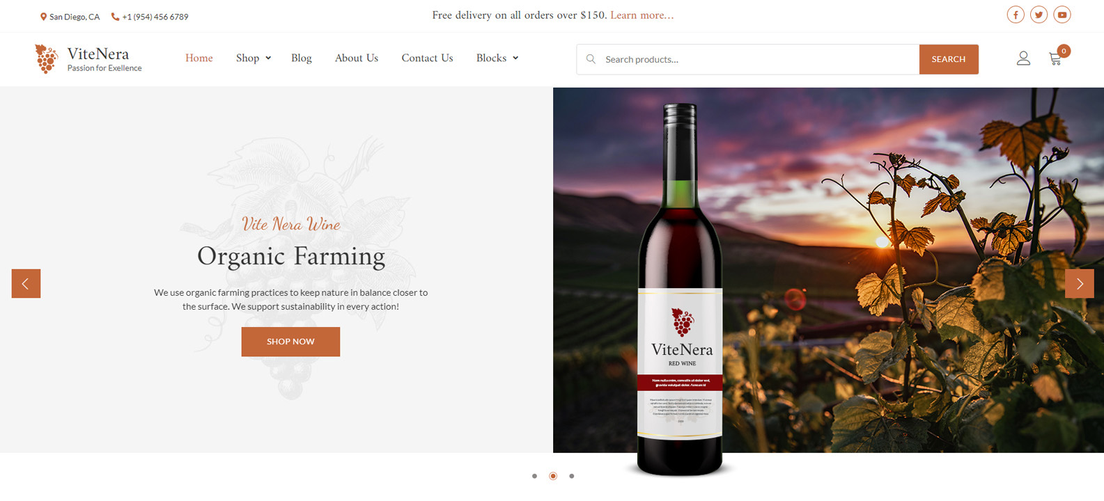 Figure of Vite Nera, a winery WordPress theme with Grid & List product views.