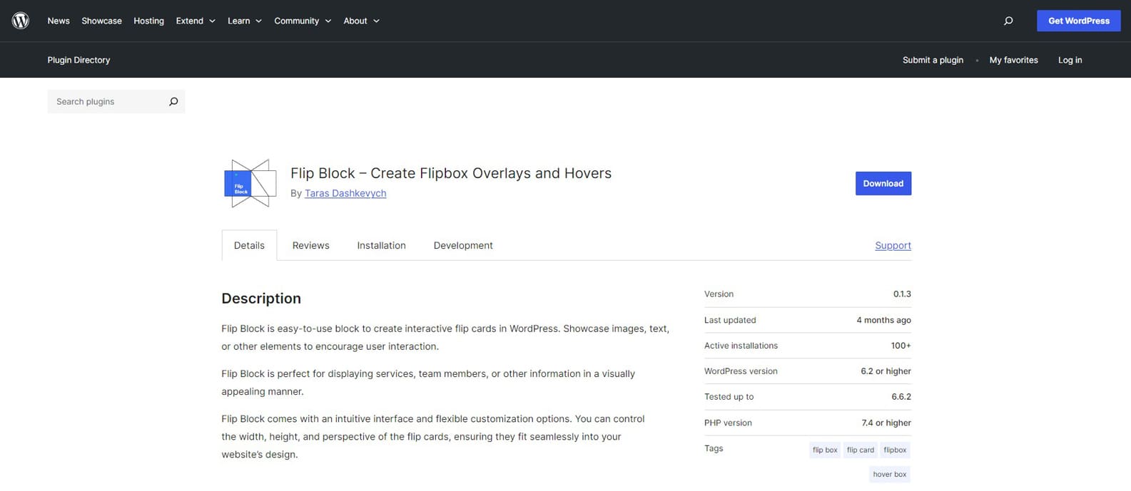 Image of Flip Block, one of WordPress flip box plugins with width & height control.