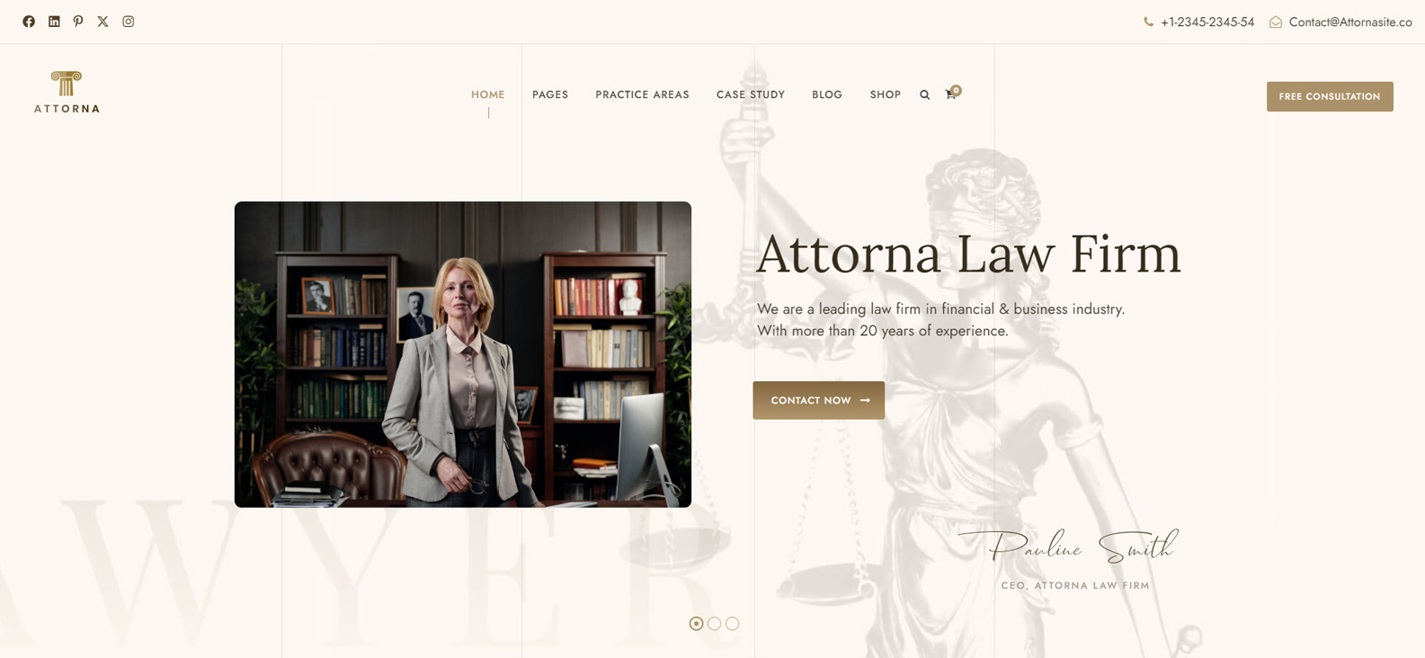 Photograph of Attorna, one of the minimalist WordPress themes with GoodLayers framework.