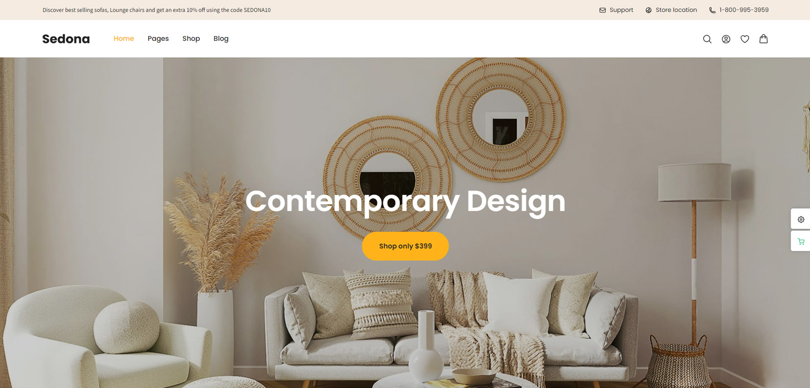 Snapshot of Sedona Shop, the multipurpose theme for WooCommerce with easy setup wizard.