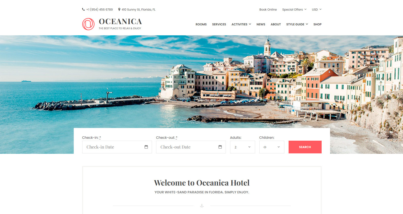 Visual of Oceanica, one of the minimalist WordPress themes with responsive & elegant design.