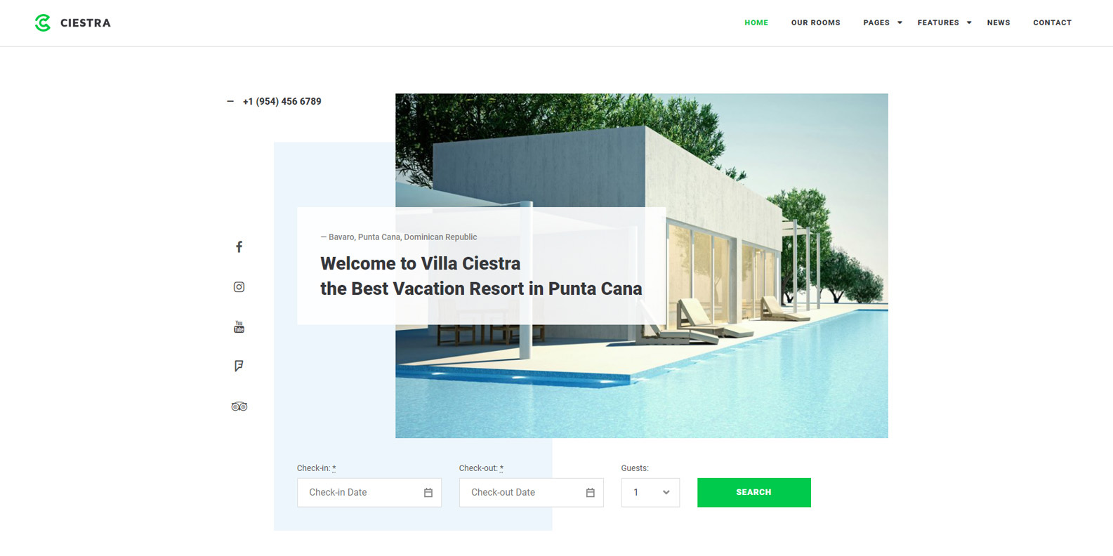 Illustration of Ciestra, resort WordPress theme for Elementor with built-in accommodation management tools.