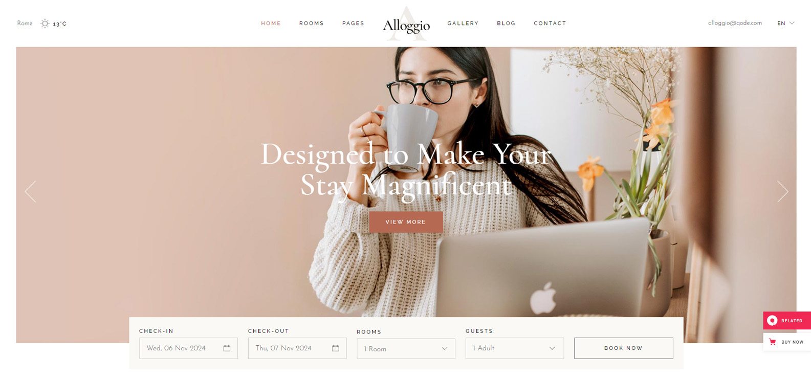 Figure of Allogio, one of the minimalist WordPress themes with support of user profiles.