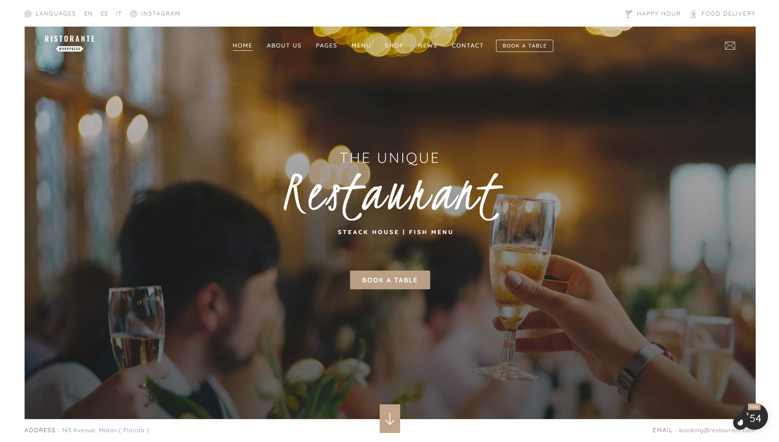 Picture of Restaurant Food, online reservations WordPress theme with designs for multiple restaurant types.