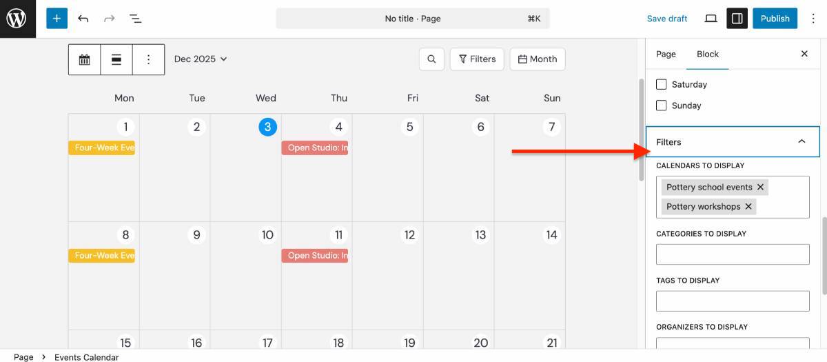 Display events from multiple calendars in the same calendar.