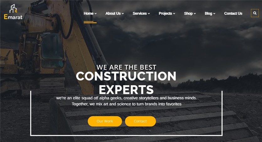 Screenshot of the Emarat construction WordPress themes.