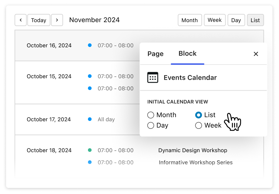 Implement a Custom View of Events