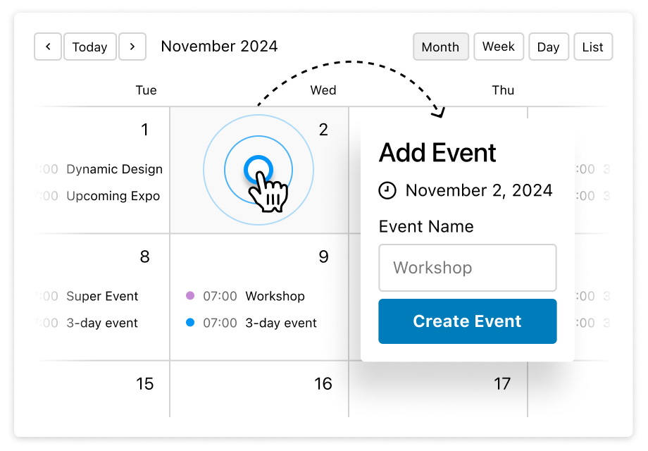 Work in the Innovative, Visual Events Calendar Builder