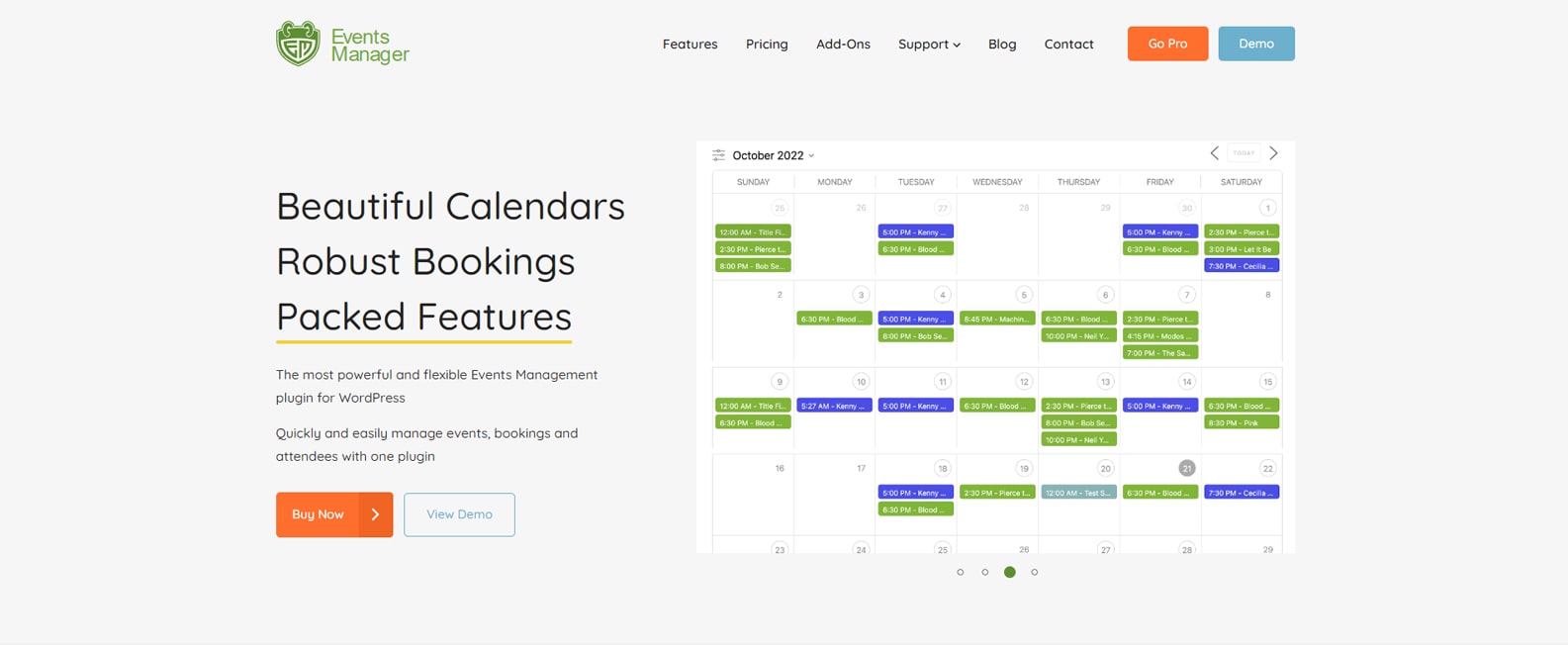 Image of Events Manager, a calendar plugin for WordPress websites with Frontend event submission.