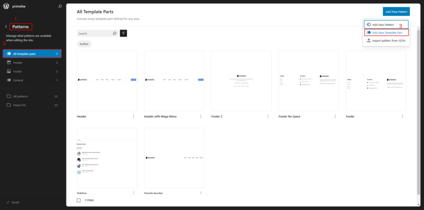 How to add a new template part