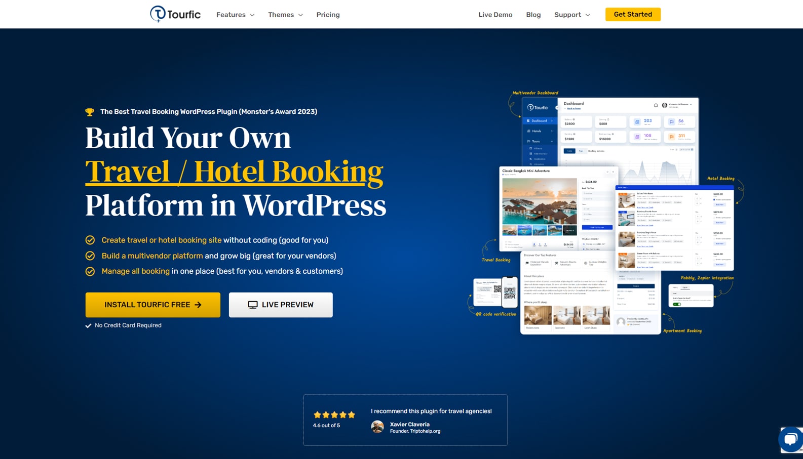 Photograph of Tourfic, a travel booking WordPress plugin with Travel package management.