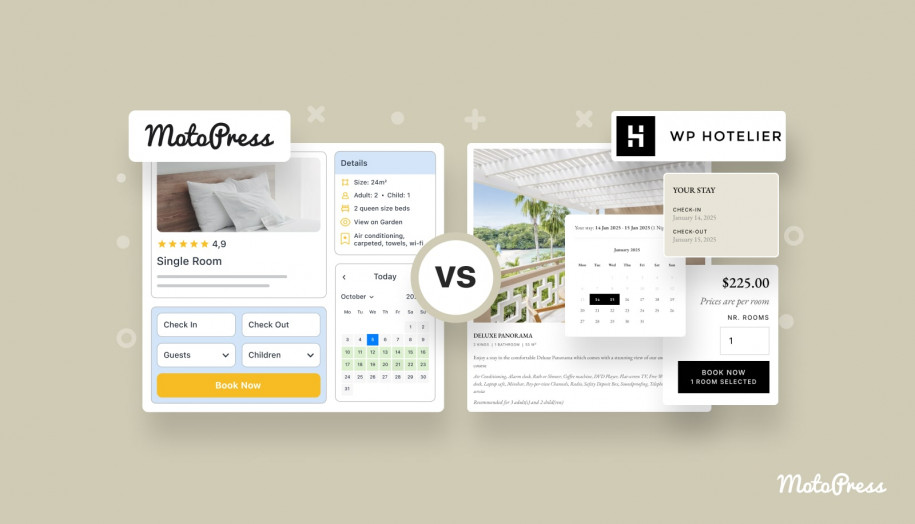 An image representing a comparison between hotel booking plugins for WordPress.