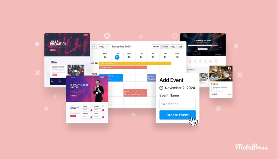 A collage of the best WordPress event themes.