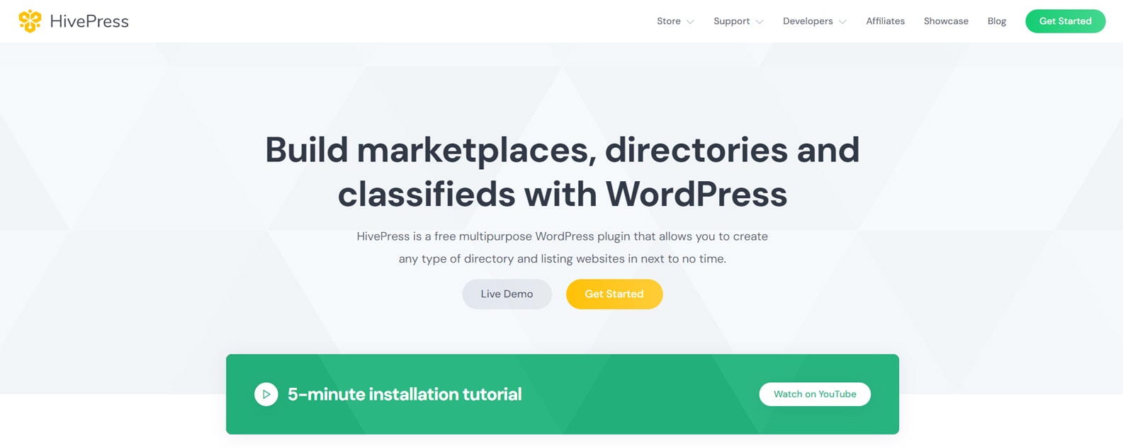 Visual of HivePress, a free WordPress plugin for directories and classifieds with listing bookmarks & categories.