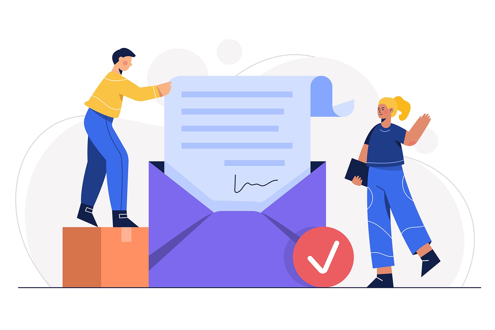 Illustration of email notifications and reminders concept.