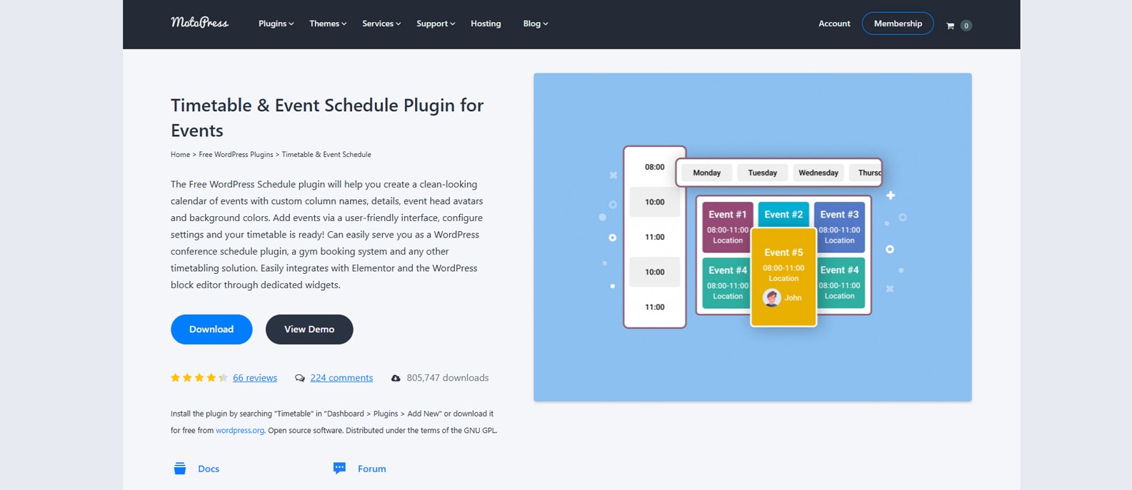 Picture of MotoPress Timetable & Event Schedule Plugin.