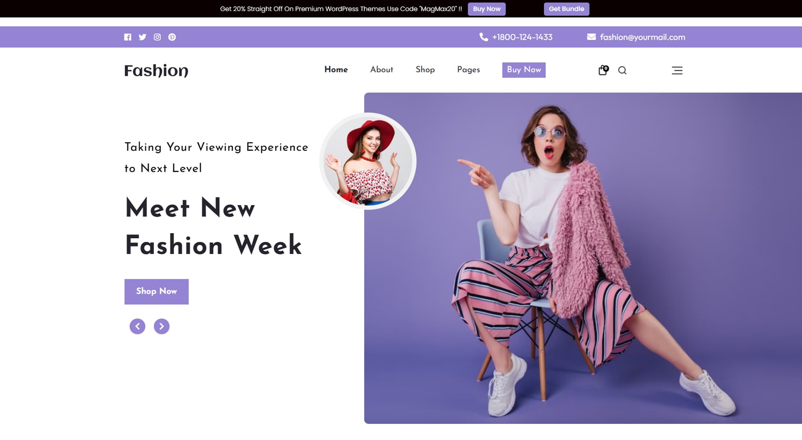 Graphic of Fashion eStore, one of the modern free WordPress fashion themes with customizable homepage sections and product grids.