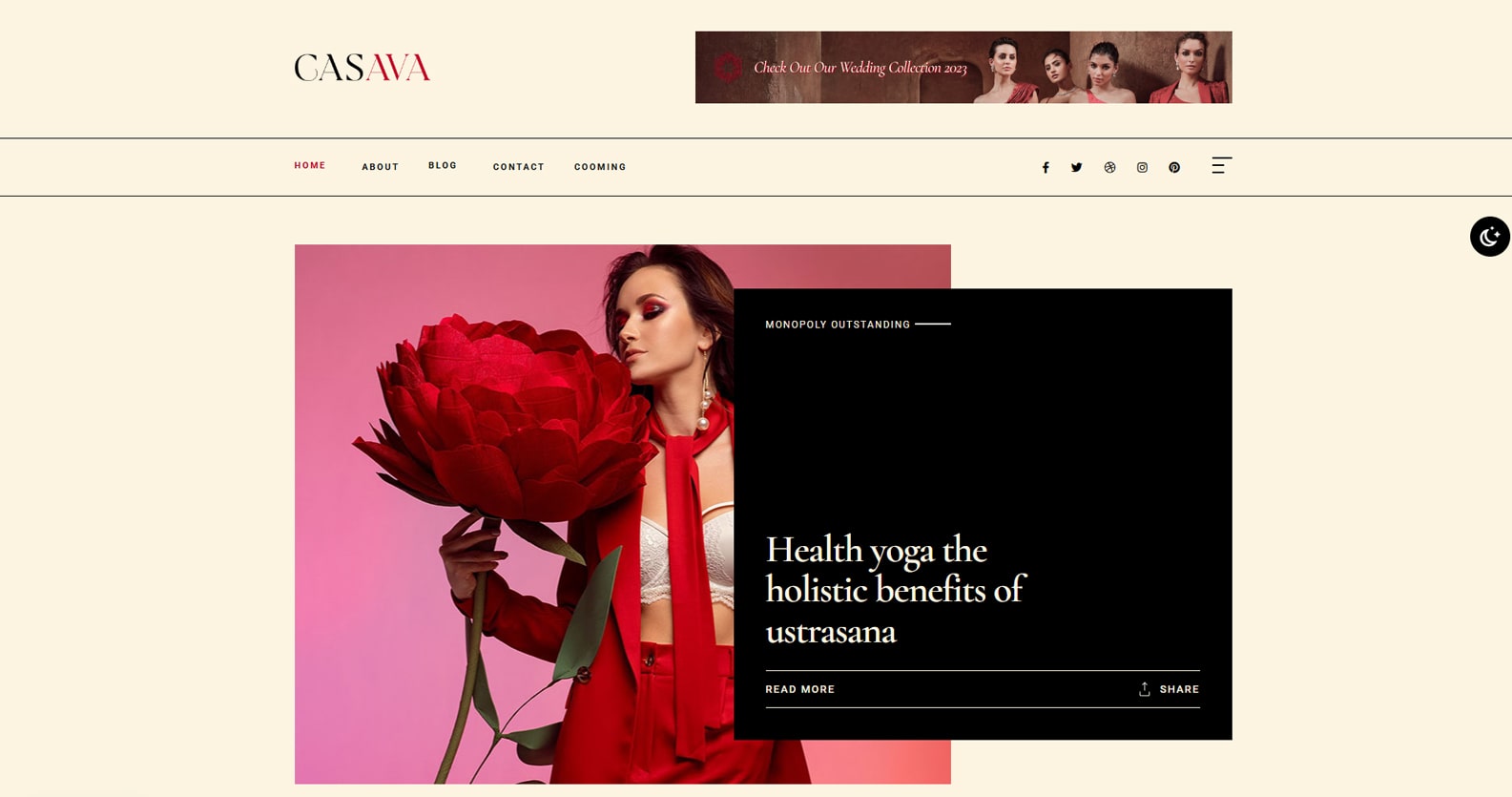 Figure of Casava, a sleek and modern WordPress fashion blog solution with RTL support.