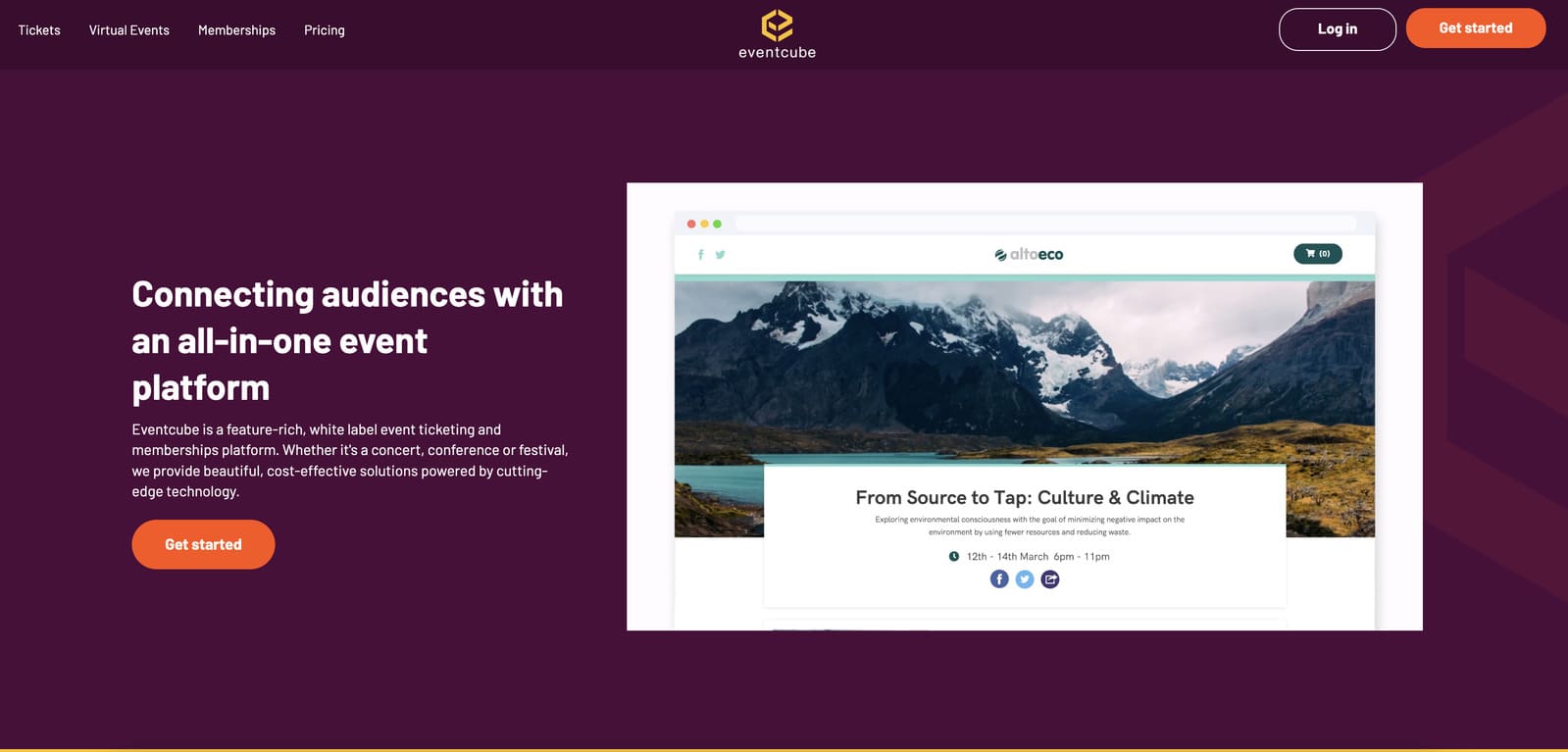 Screenshot of the Eventcube wordpress plugin.