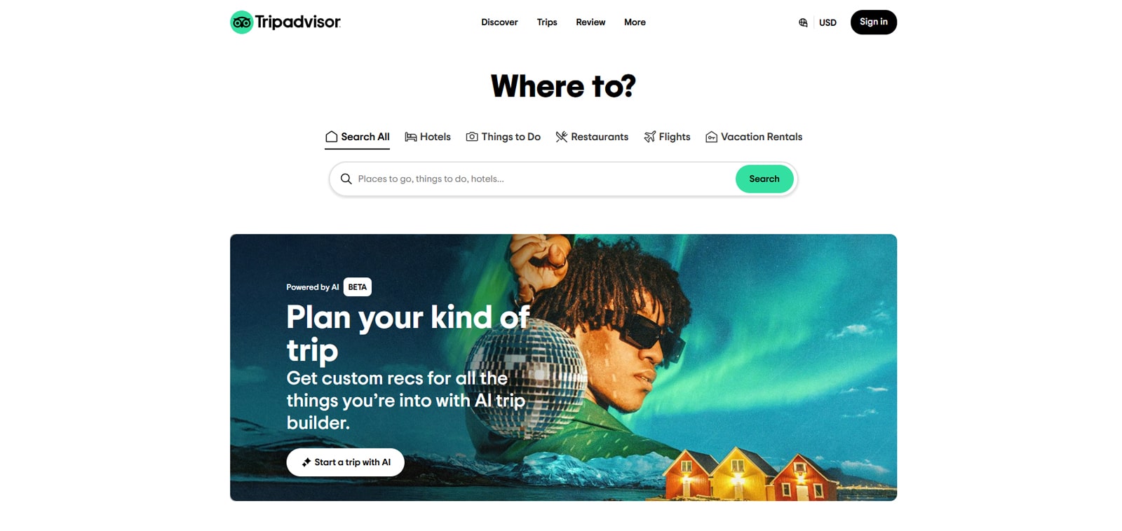 Photograph of TripAdvisor, a website used for gathering RV park reviews and campground marketing.