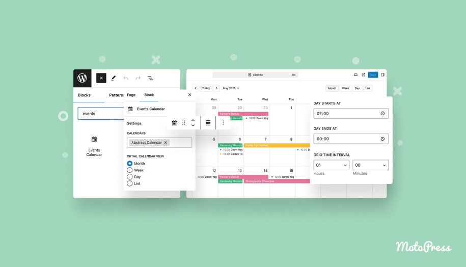 Events Calendar Block WordPress.