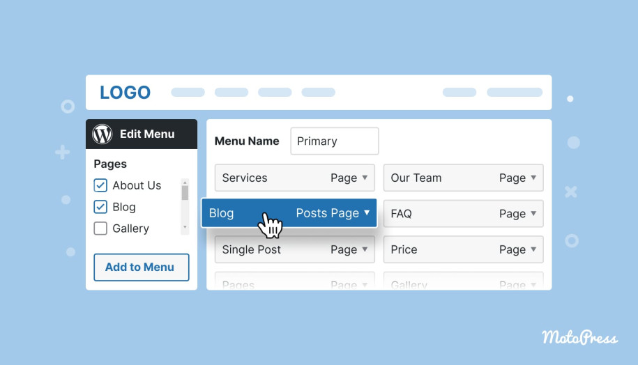A featured image of creating a menu in WP.