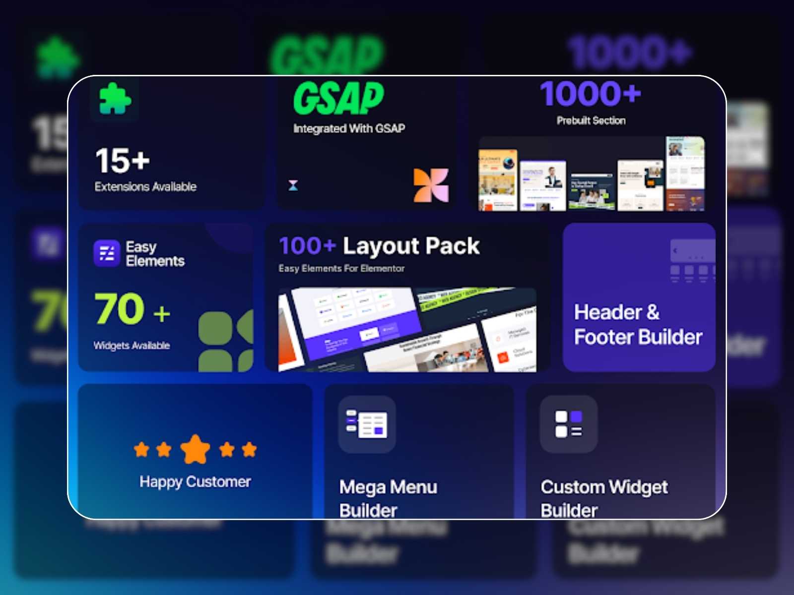 Collage of the Easy Elements addon for Elementor.