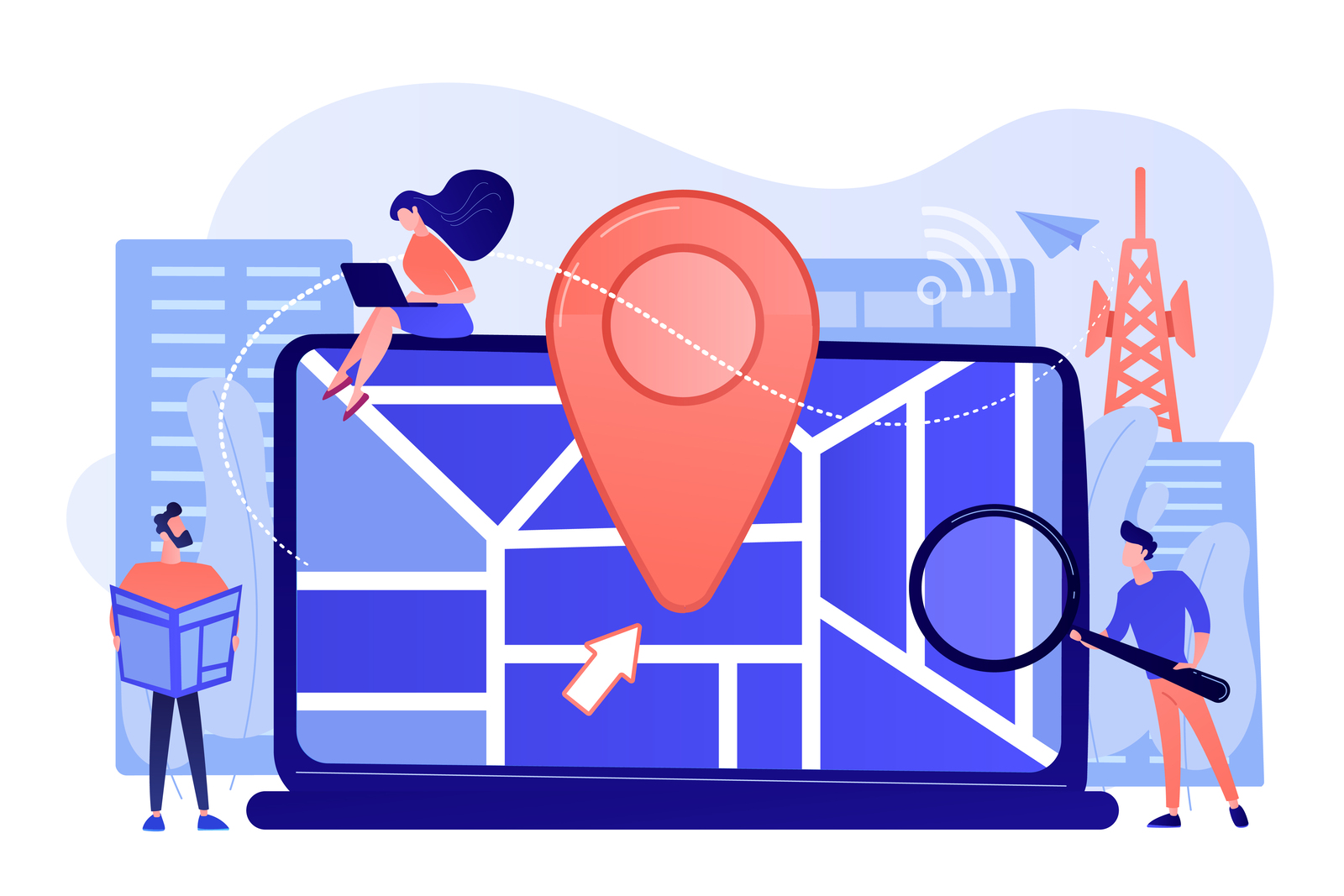 Graphic of local SEO using maps and locations of your hotel.