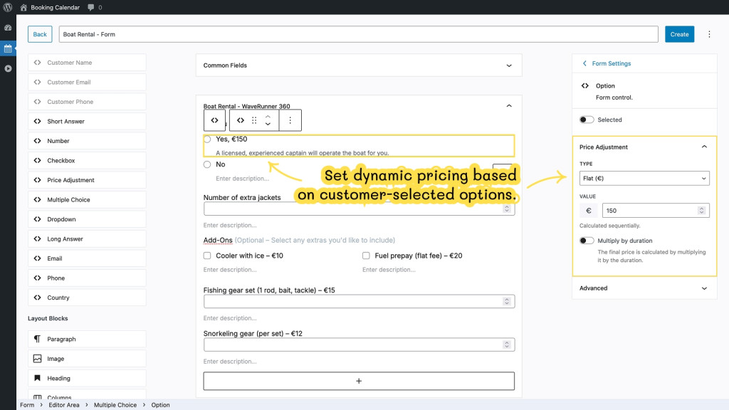 WordPress Booking Calendar - Dynamic Pricing
