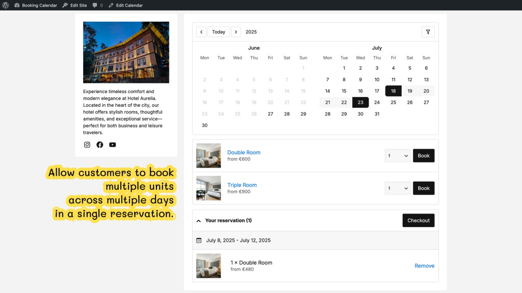 WordPress Booking Calendar - Frontend