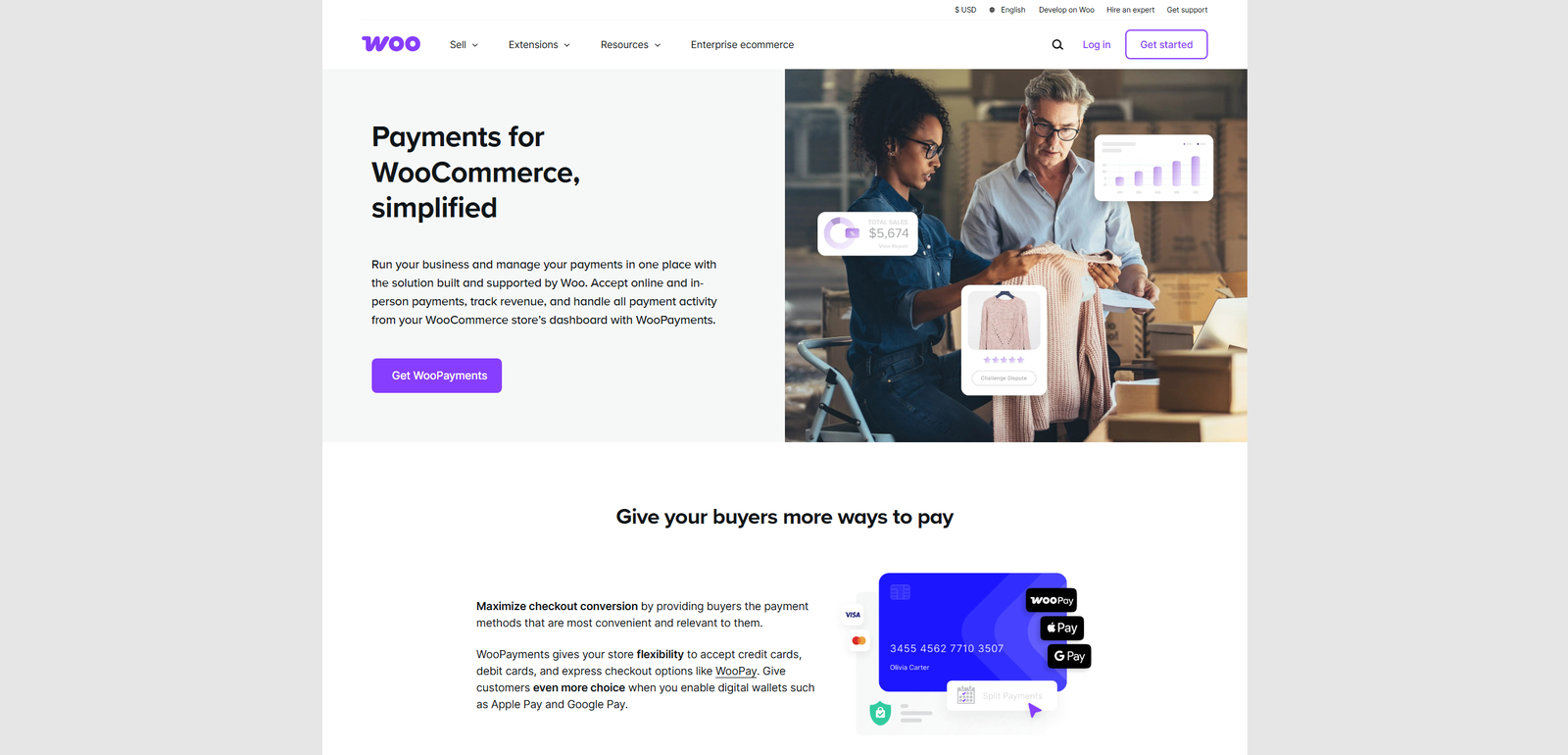 Portrait of WooCommerce Payments, a payment gateway that can be integrated with MotoPress plugins.