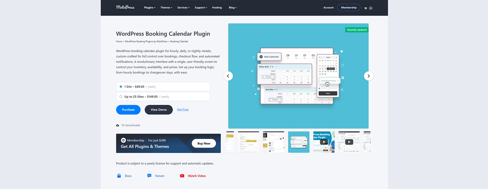 Picture of WordPress Booking Calendar, a user-friendly booking management solution for rental businesses and other purposes.