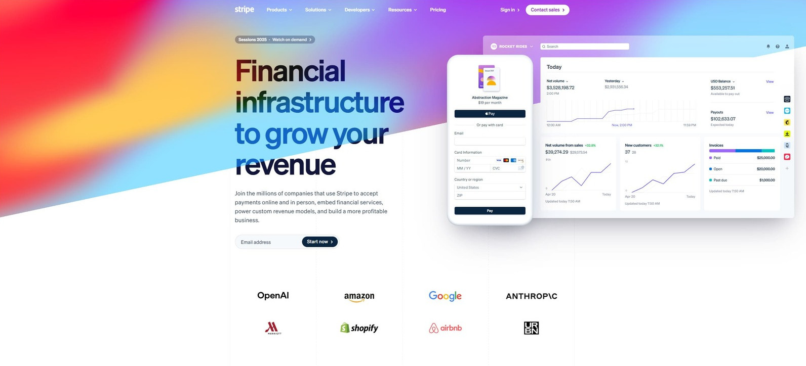 Visual of Stripe, an online payment gateway featuring Apple Pay WordPress integration.