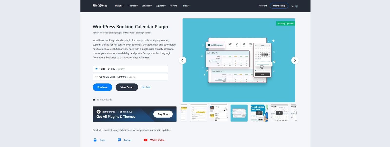 Picture of Booking Calendar, one of the scheduling WordPress plugins that can be used with website calendar examples with easy inventory management & rental type control.