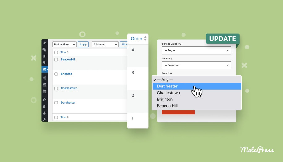 Appointment Booking plugin shows changed order for drop down items.