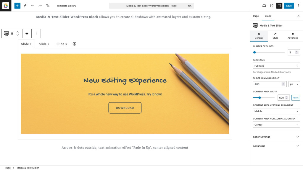 Media Text Slider Block