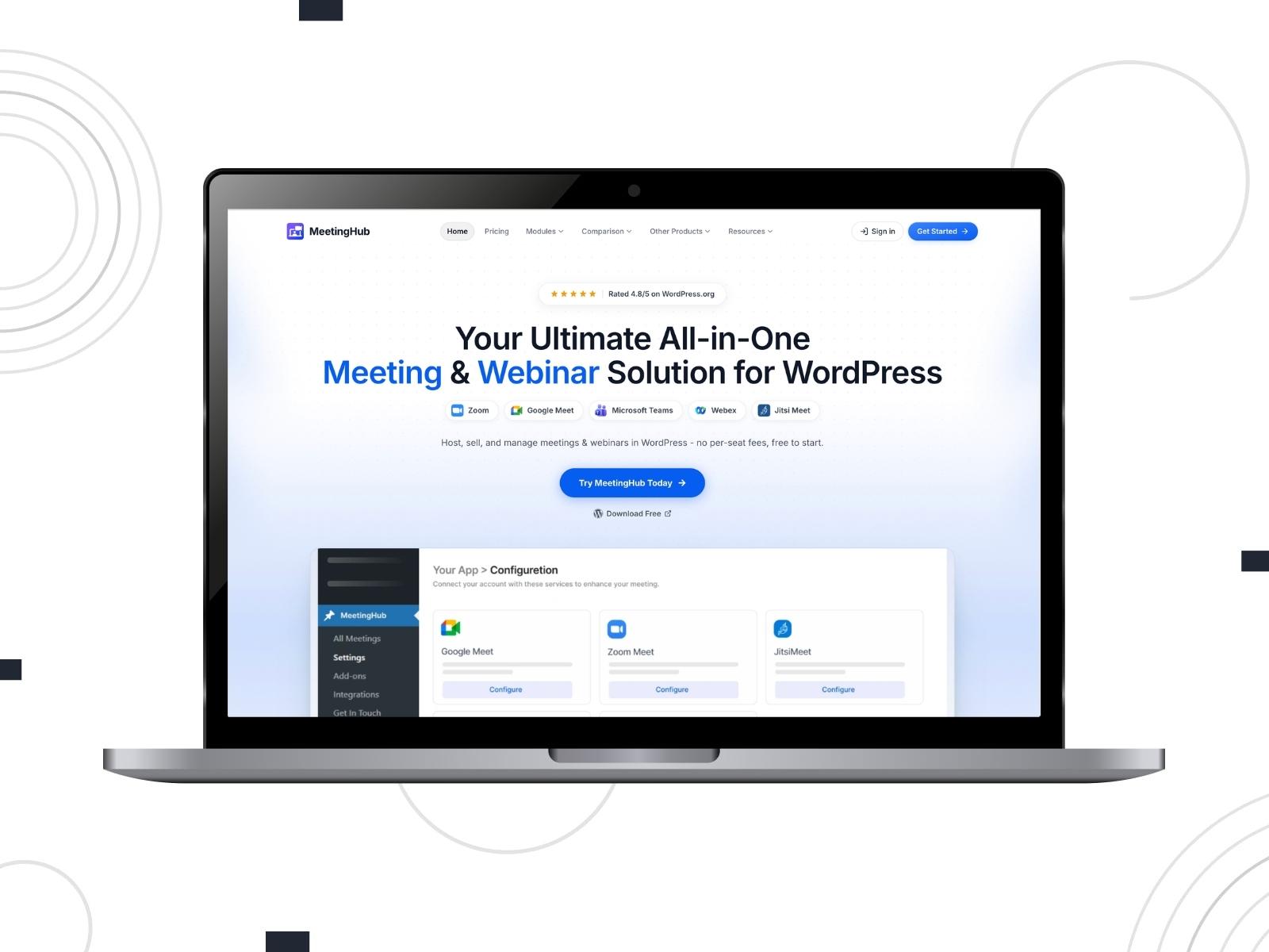 Collage of the MeetingHub wordpress zoom plugin.